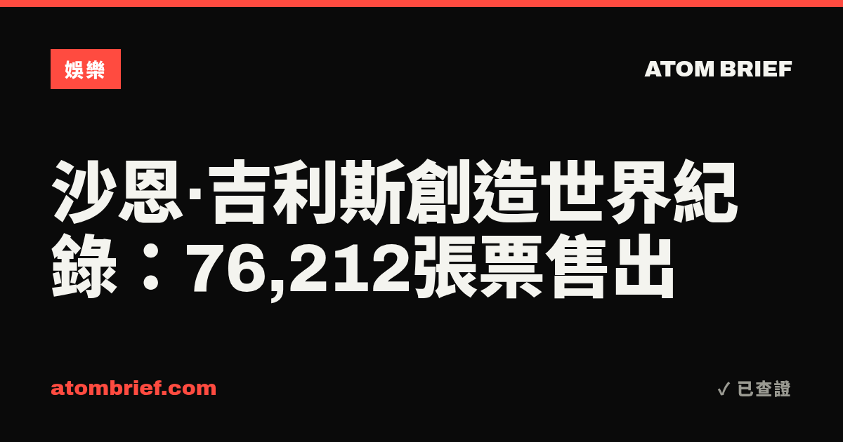 沙恩·吉利斯創造世界紀錄：76,212張票售出