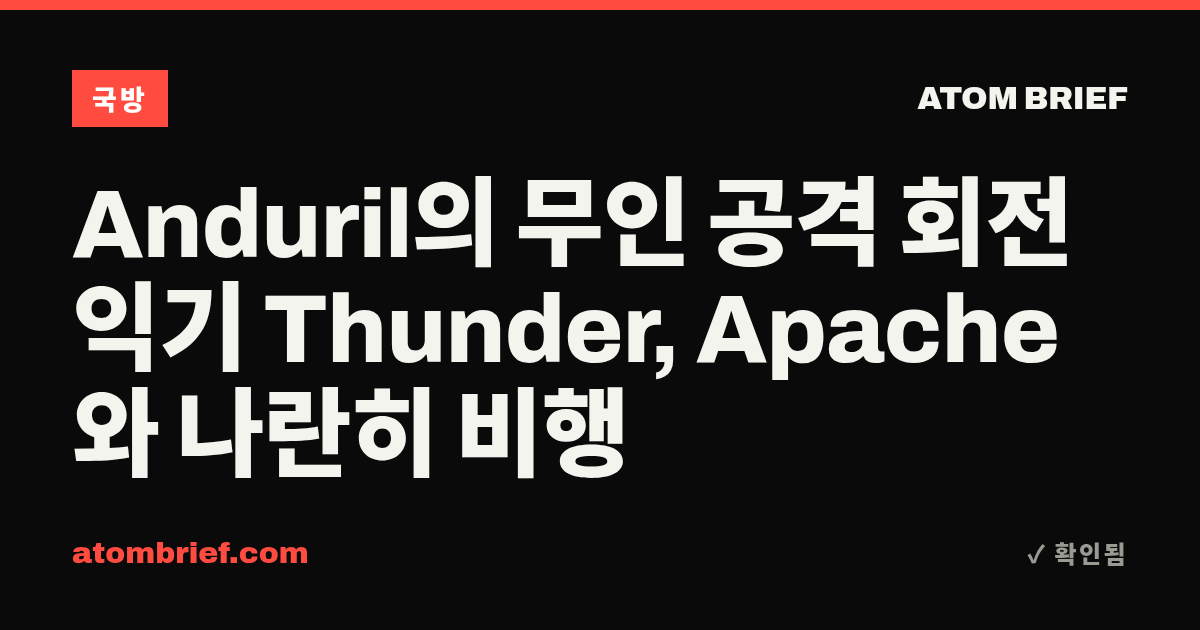 Anduril의 무인 공격 회전익기 Thunder, Apache와 나란히 비행