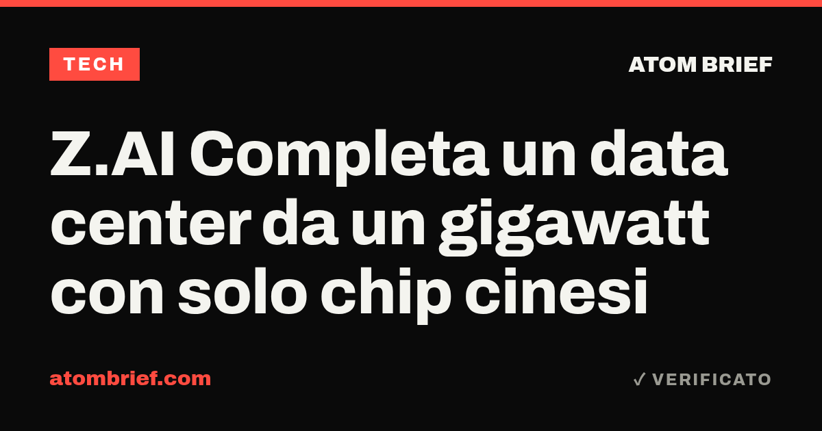 Z.AI Completa un data center da un gigawatt con solo chip cinesi