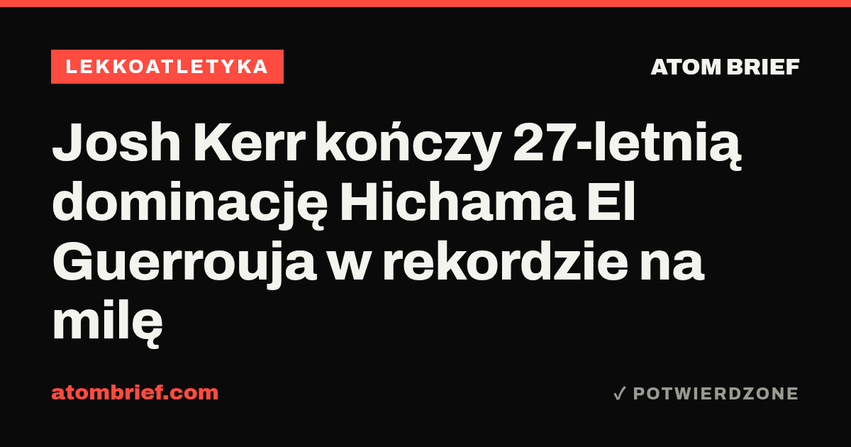 Josh Kerr kończy 27-letnią dominację Hichama El Guerrouja w rekordzie na milę