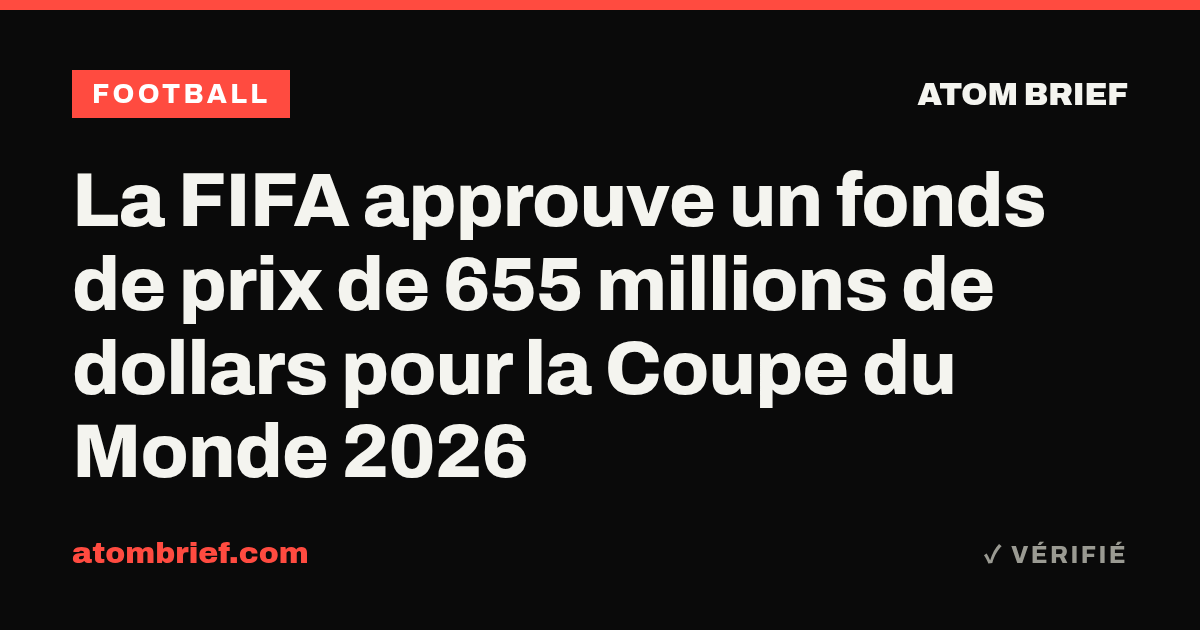 La FIFA approuve un fonds de prix de 655 millions de dollars pour la Coupe du Monde 2026