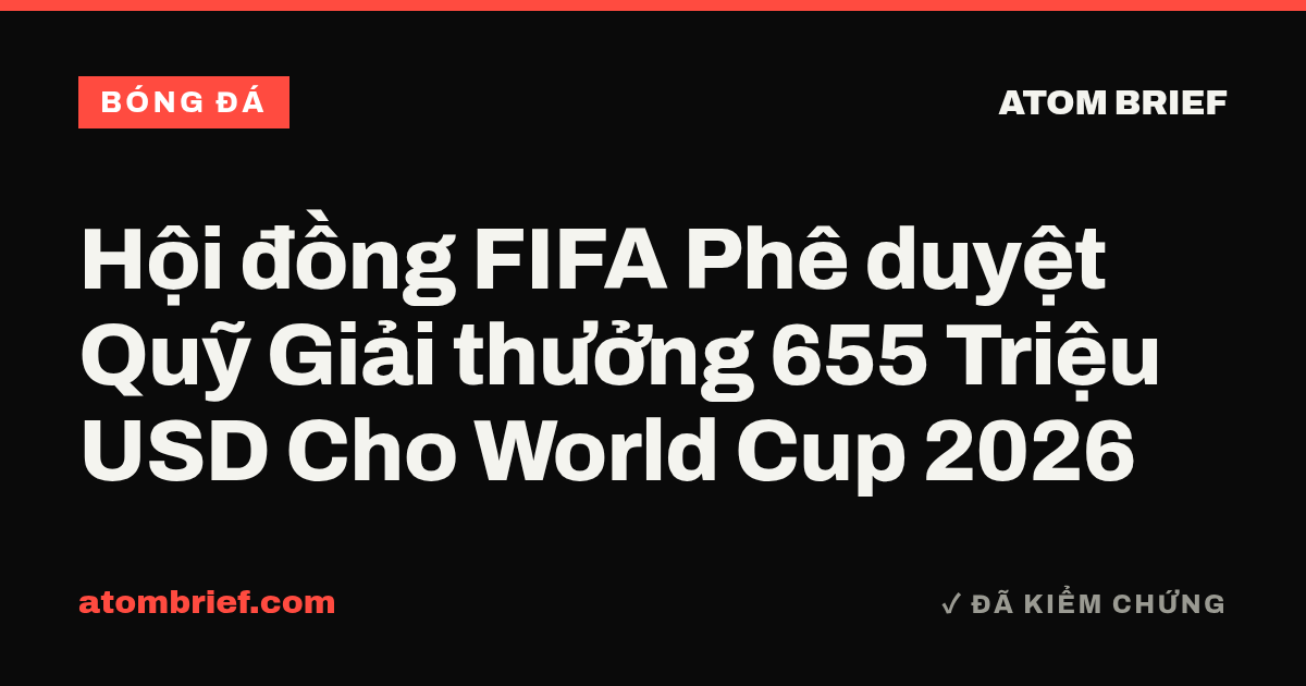 Hội đồng FIFA Phê duyệt Quỹ Giải thưởng 655 Triệu USD Cho World Cup 2026