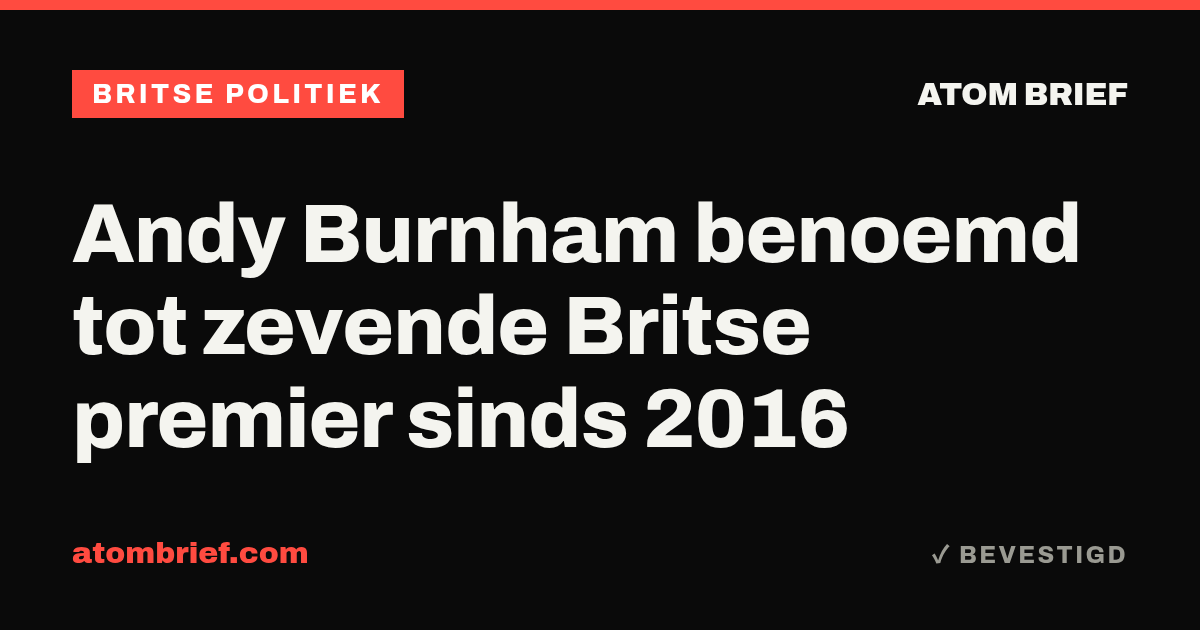 Andy Burnham benoemd tot zevende Britse premier sinds 2016