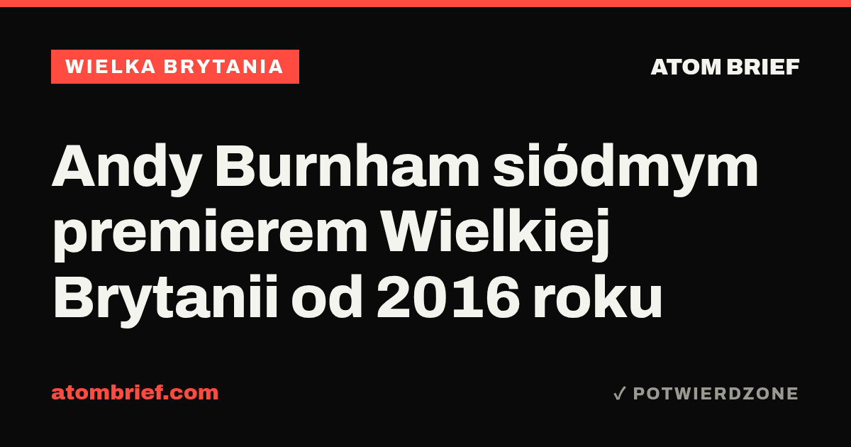 Andy Burnham siódmym premierem Wielkiej Brytanii od 2016 roku