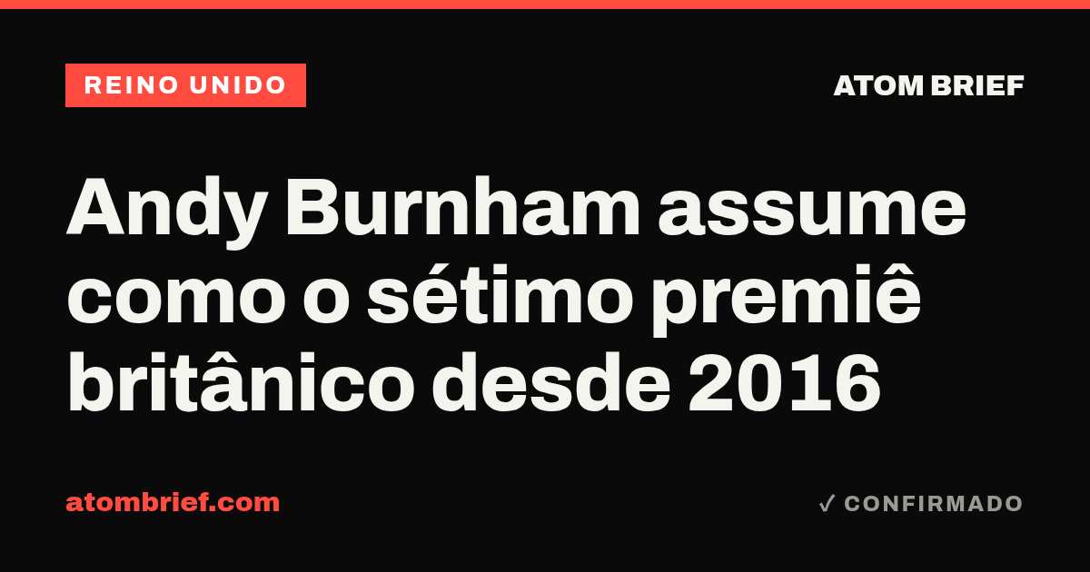 Andy Burnham assume como o sétimo premiê britânico desde 2016