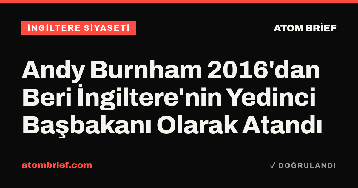 Andy Burnham 2016'dan Beri İngiltere'nin Yedinci Başbakanı Olarak Atandı