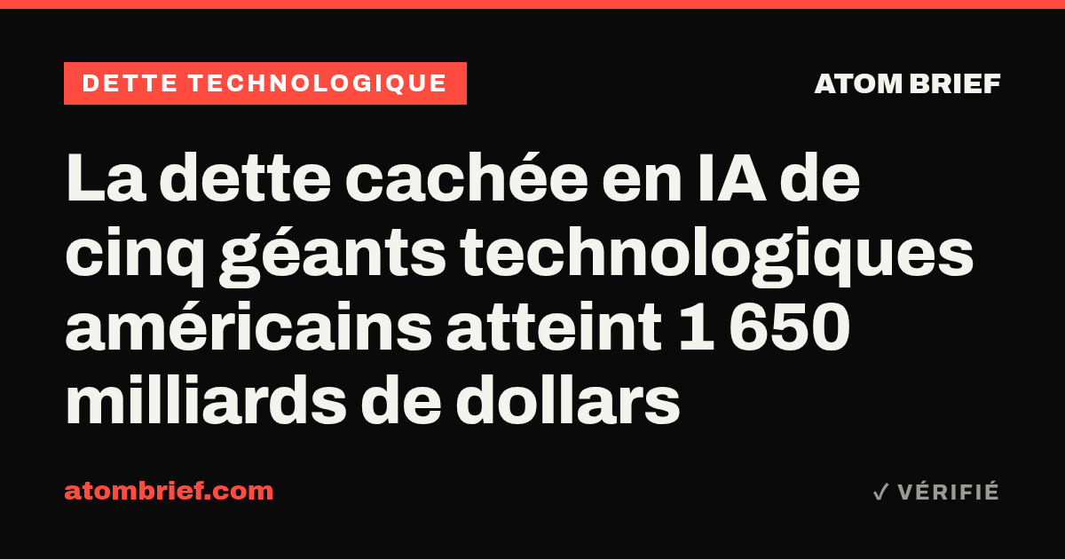 La dette cachée en IA de cinq géants technologiques américains atteint 1 650 milliards de dollars