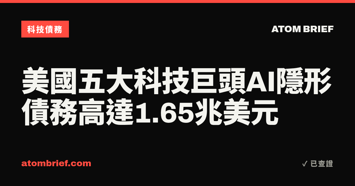 美國五大科技巨頭AI隱形債務高達1.65兆美元