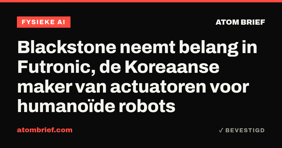Blackstone neemt belang in Futronic, de Koreaanse maker van actuatoren voor humanoïde robots
