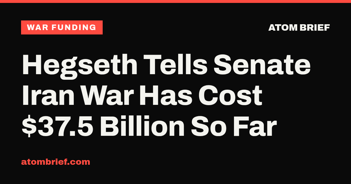 Hegseth Tells Senate Iran War Has Cost $37.5 Billion So Far