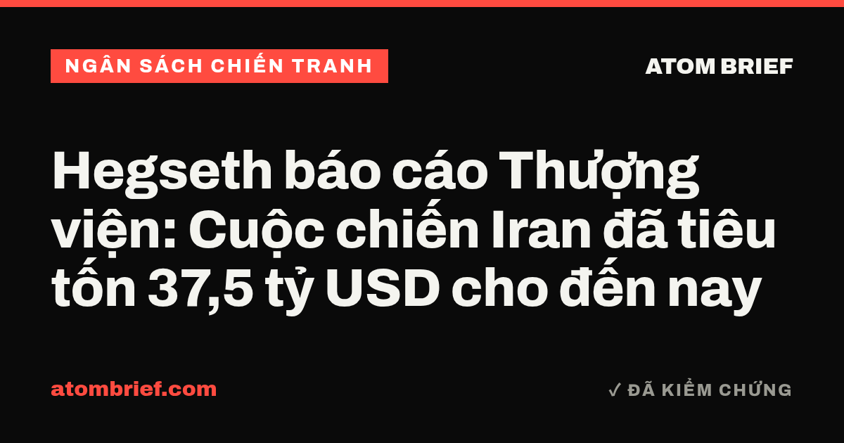 Hegseth báo cáo Thượng viện: Cuộc chiến Iran đã tiêu tốn 37,5 tỷ USD cho đến nay