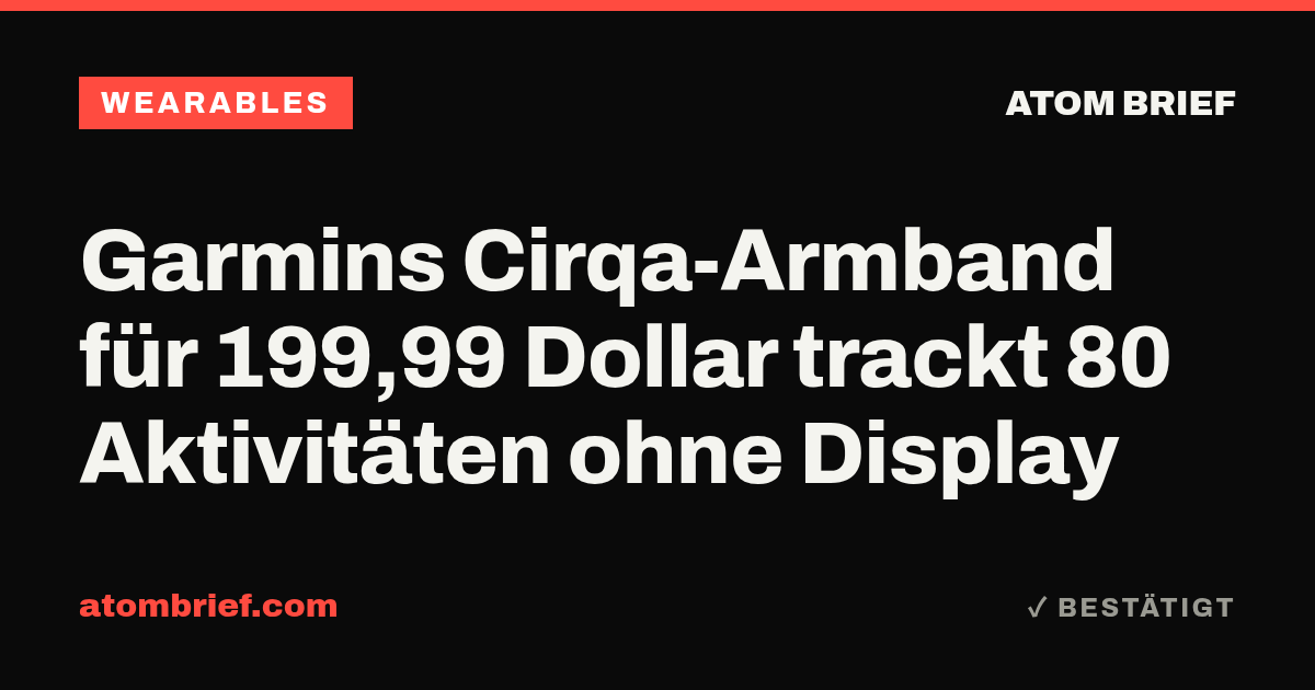 Garmins Cirqa-Armband für 199,99 Dollar trackt 80 Aktivitäten ohne Display