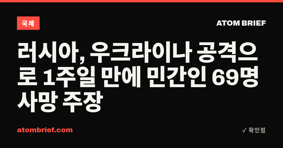 러시아, 우크라이나 공격으로 1주일 만에 민간인 69명 사망 주장