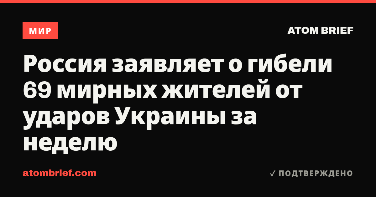 Россия заявляет о гибели 69 мирных жителей от ударов Украины за неделю