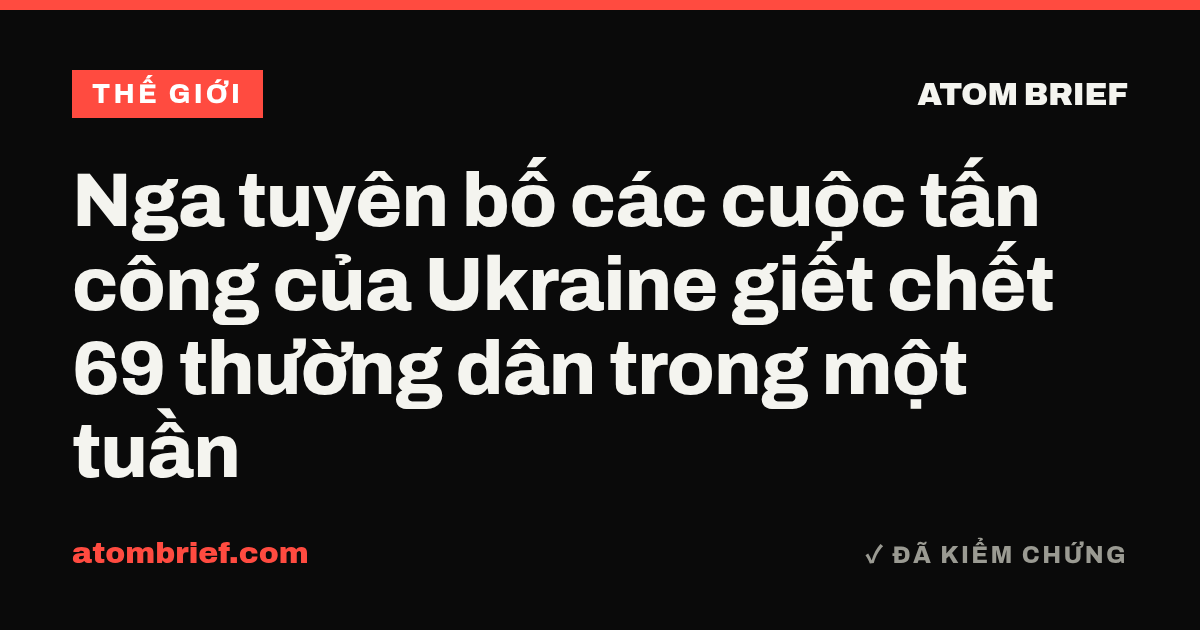 Nga tuyên bố các cuộc tấn công của Ukraine giết chết 69 thường dân trong một tuần