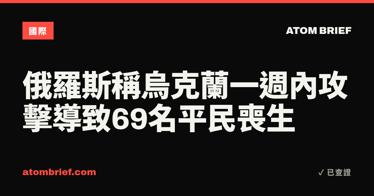 俄羅斯稱烏克蘭一週內攻擊導致69名平民喪生