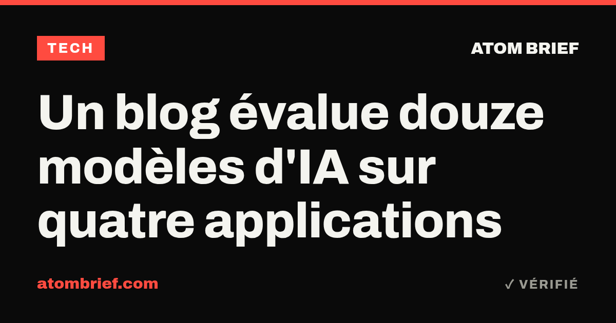 Un blog évalue douze modèles d'IA sur quatre applications