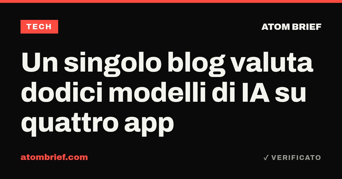 Un singolo blog valuta dodici modelli di IA su quattro app