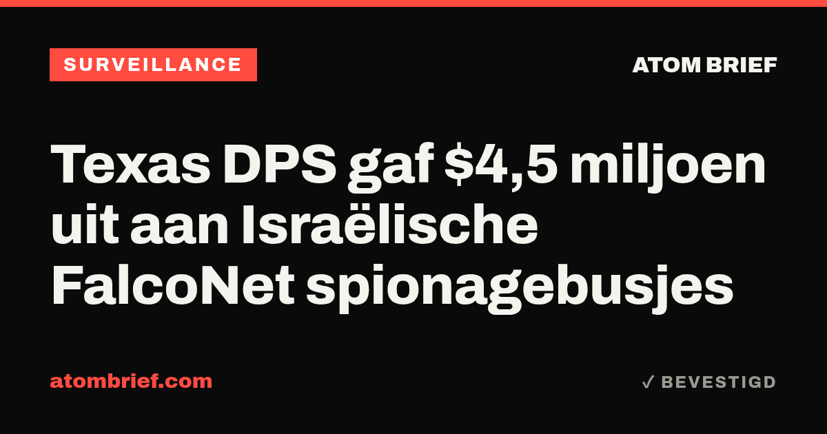 Texas DPS gaf $4,5 miljoen uit aan Israëlische FalcoNet spionagebusjes