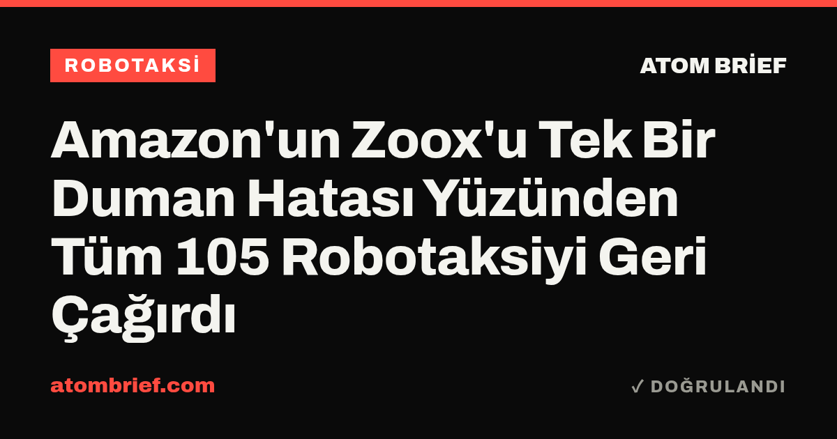Amazon'un Zoox'u Tek Bir Duman Hatası Yüzünden Tüm 105 Robotaksiyi Geri Çağırdı