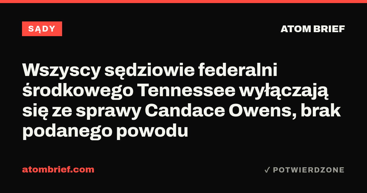 Wszyscy sędziowie federalni środkowego Tennessee wyłączają się ze sprawy Candace Owens, brak podanego powodu