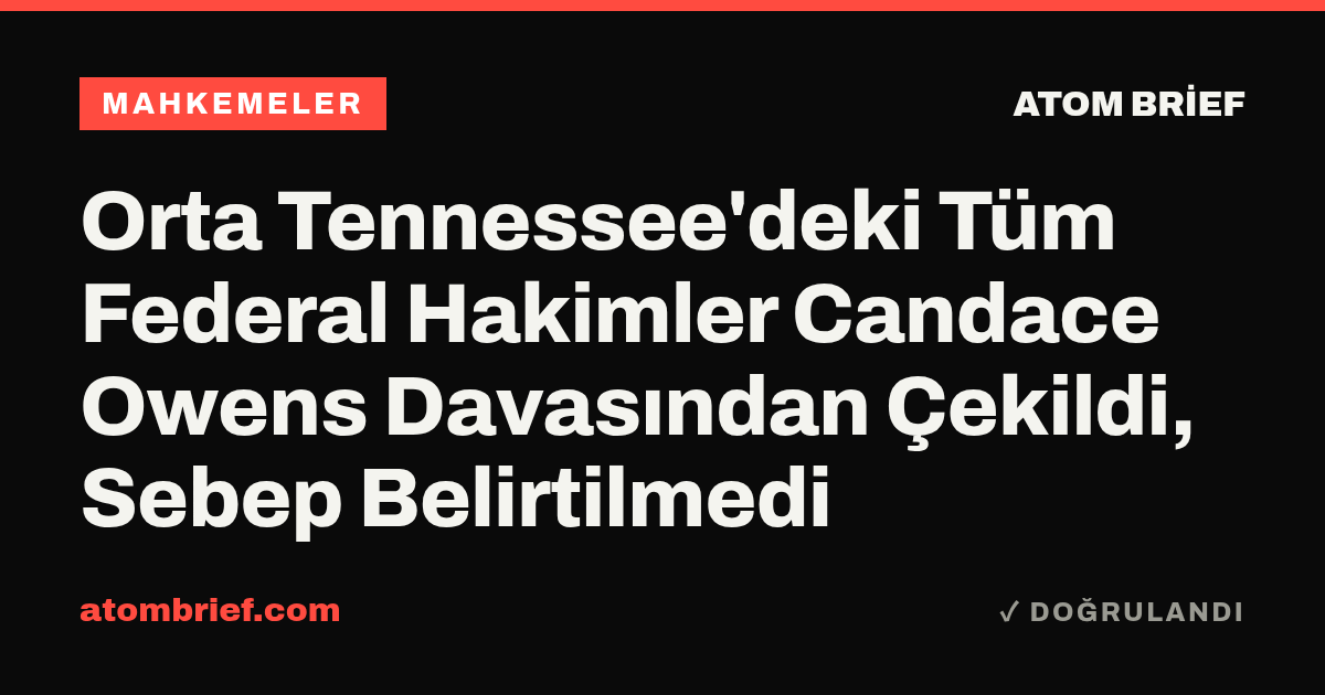 Orta Tennessee'deki Tüm Federal Hakimler Candace Owens Davasından Çekildi, Sebep Belirtilmedi