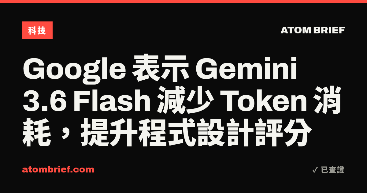 Google 表示 Gemini 3.6 Flash 減少 Token 消耗，提升程式設計評分