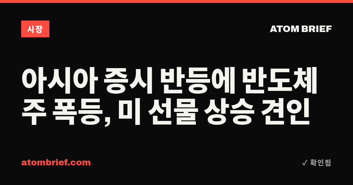 아시아 증시 반등에 반도체주 폭등, 미 선물 상승 견인