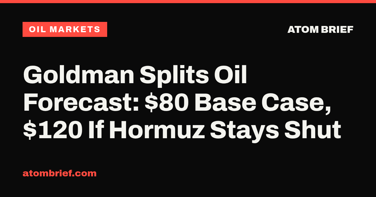 Goldman Splits Oil Forecast: $80 Base Case, $120 If Hormuz Stays Shut