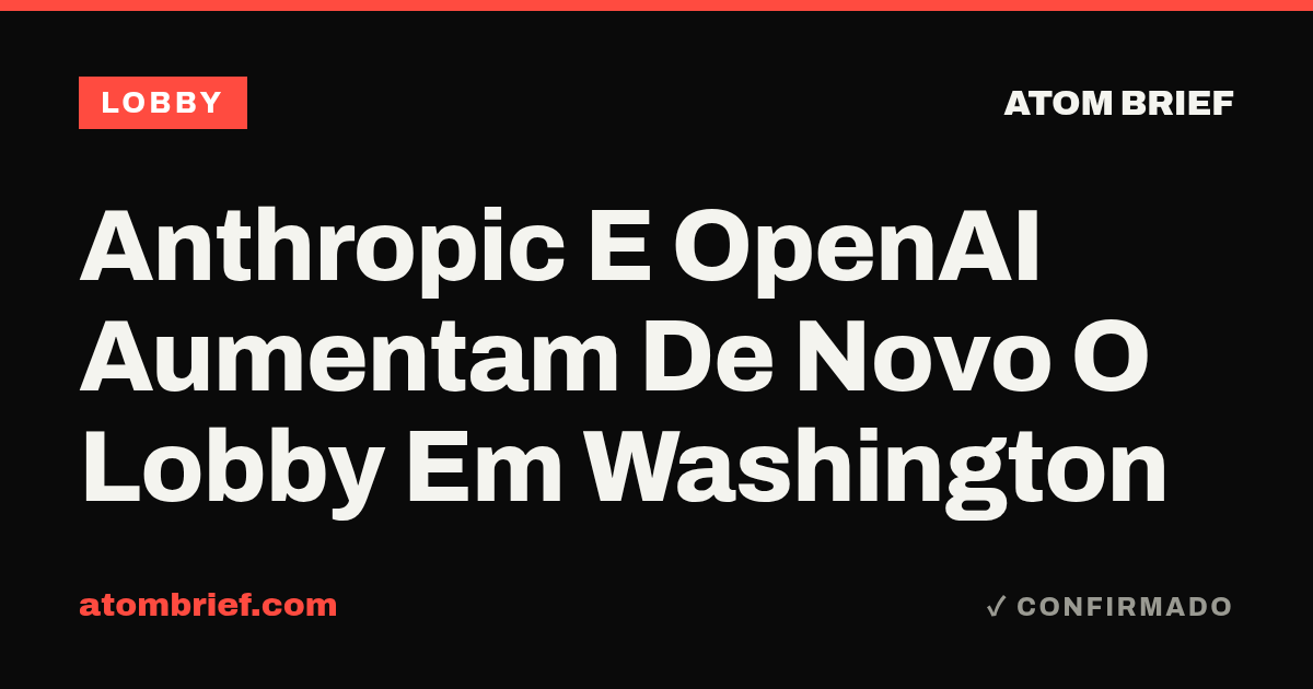 Anthropic E OpenAI Aumentam De Novo O Lobby Em Washington