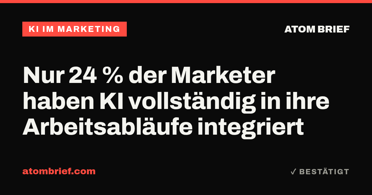 Nur 24 % der Marketer haben KI vollständig in ihre Arbeitsabläufe integriert