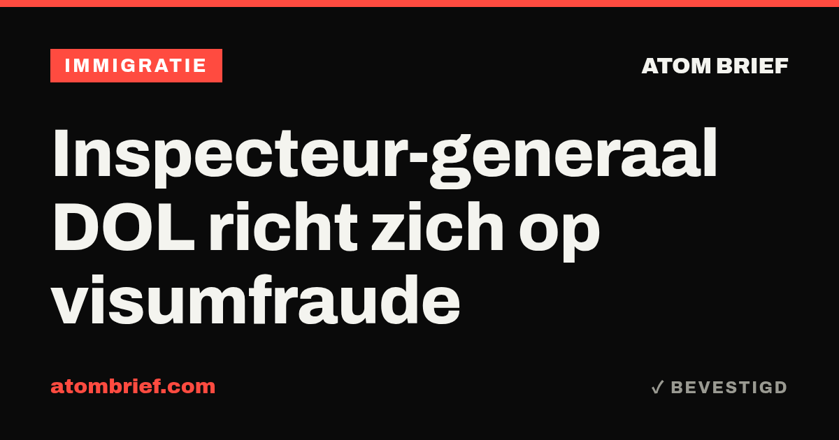 Inspecteur-generaal DOL richt zich op visumfraude