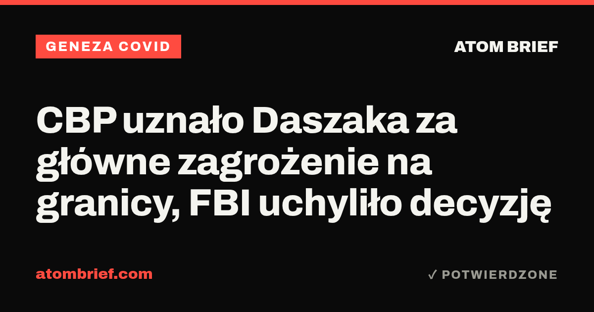 CBP uznało Daszaka za główne zagrożenie na granicy, FBI uchyliło decyzję