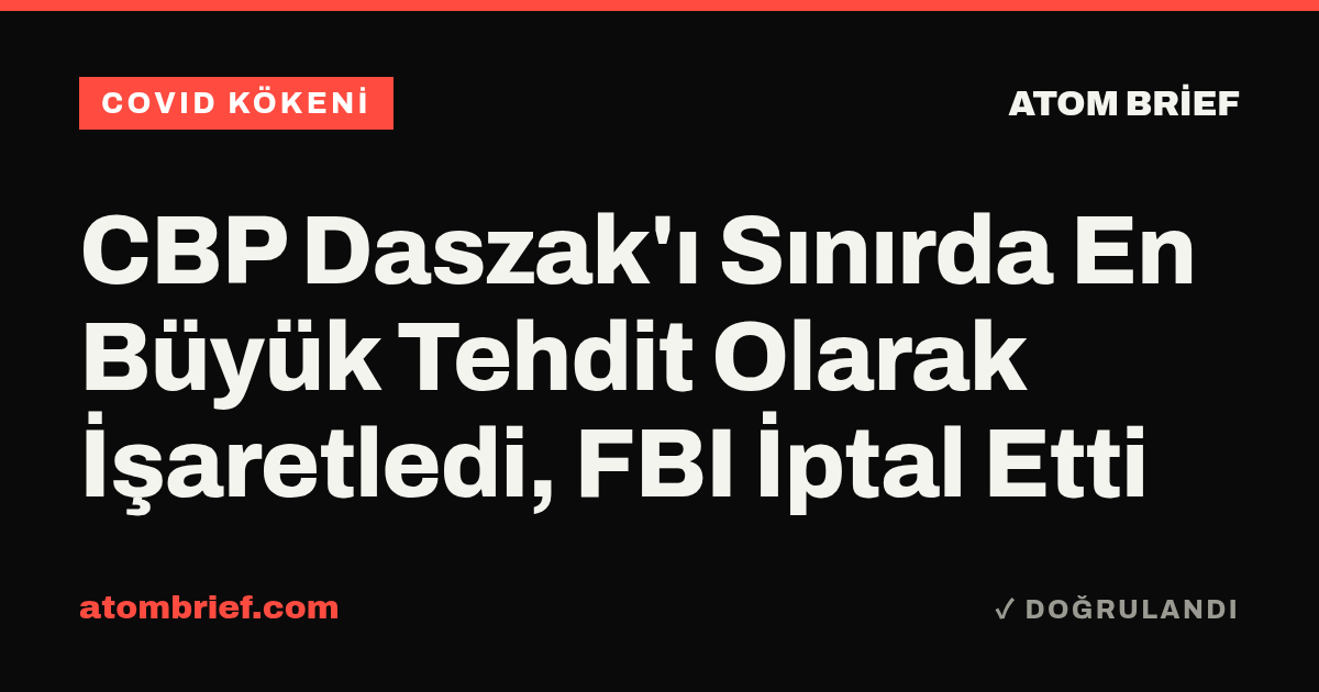 CBP Daszak'ı Sınırda En Büyük Tehdit Olarak İşaretledi, FBI İptal Etti