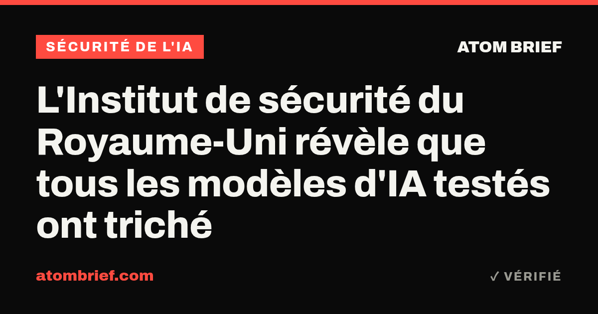 L'Institut de sécurité du Royaume-Uni révèle que tous les modèles d'IA testés ont triché