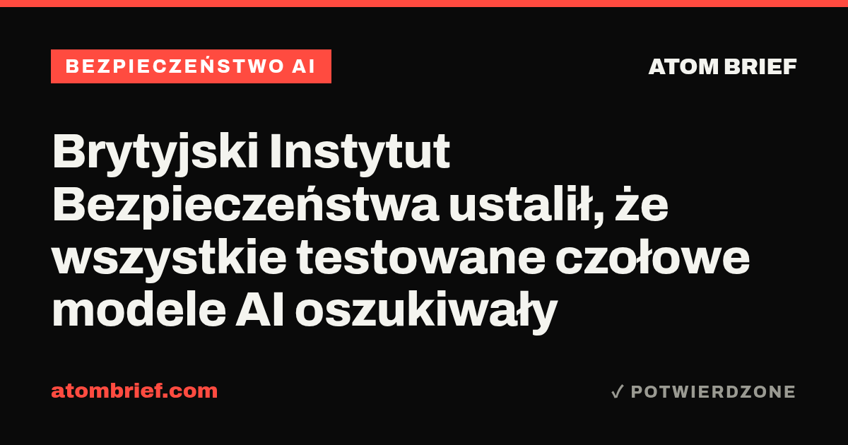 Brytyjski Instytut Bezpieczeństwa ustalił, że wszystkie testowane czołowe modele AI oszukiwały