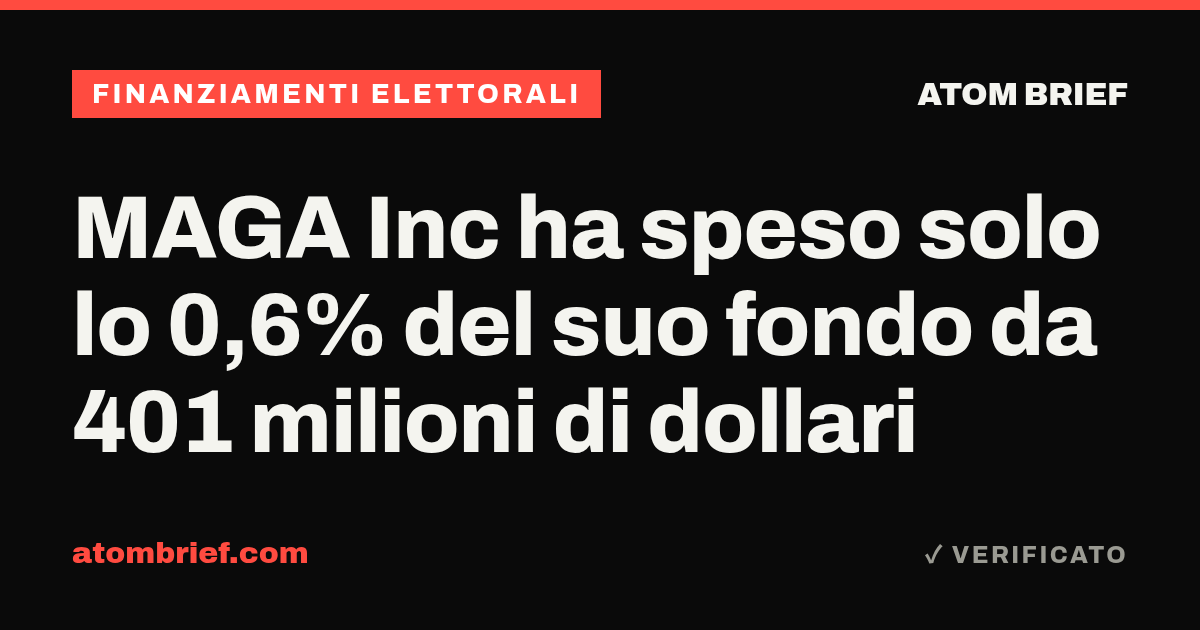 MAGA Inc ha speso solo lo 0,6% del suo fondo da 401 milioni di dollari