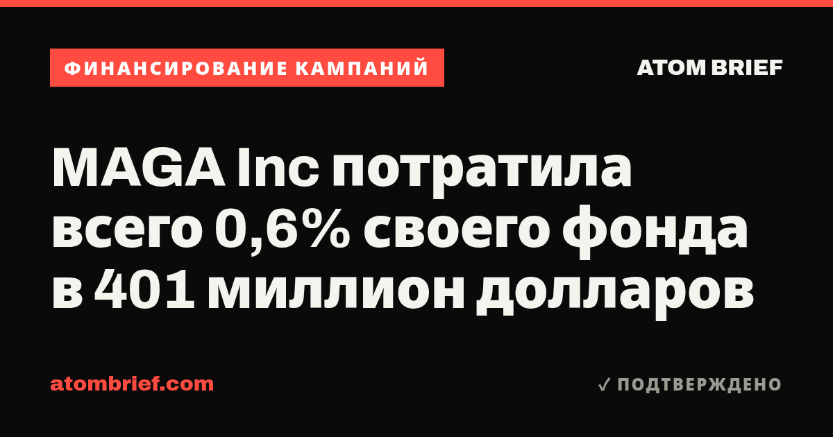 MAGA Inc потратила всего 0,6% своего фонда в 401 миллион долларов
