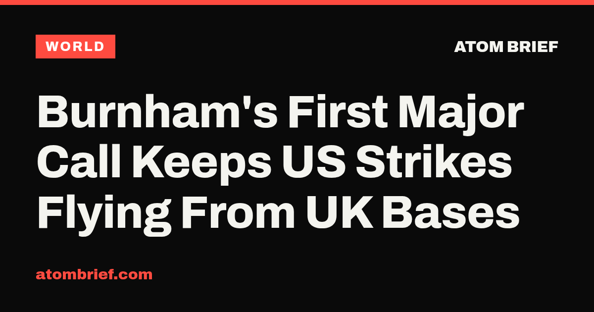 Burnham's First Major Call Keeps US Strikes Flying From UK Bases