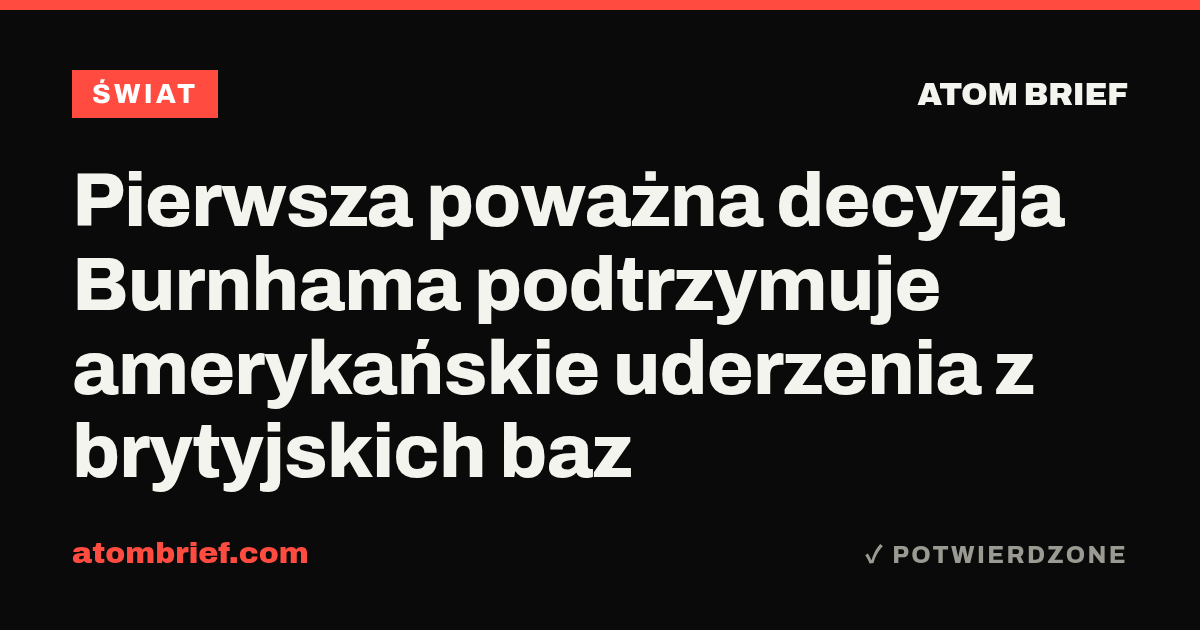 Pierwsza poważna decyzja Burnhama podtrzymuje amerykańskie uderzenia z brytyjskich baz