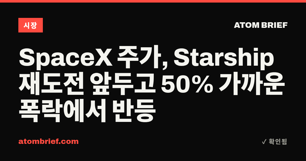 SpaceX 주가, Starship 재도전 앞두고 50% 가까운 폭락에서 반등