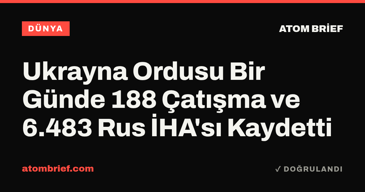 Ukrayna Ordusu Bir Günde 188 Çatışma ve 6.483 Rus İHA'sı Kaydetti