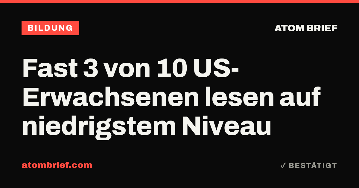 Fast 3 von 10 US-Erwachsenen lesen auf niedrigstem Niveau