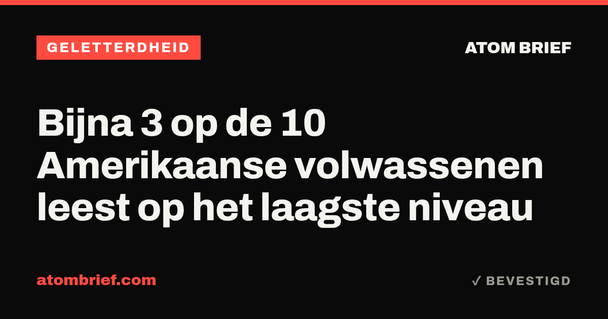 Bijna 3 op de 10 Amerikaanse volwassenen leest op het laagste niveau