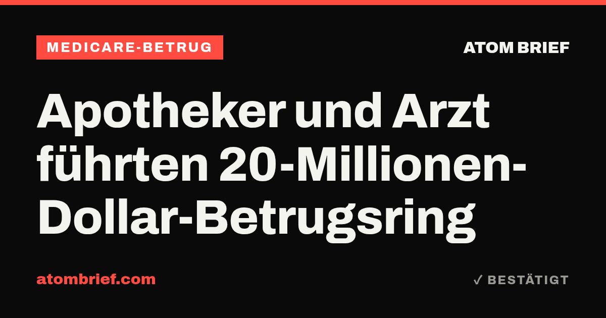 Apotheker und Arzt führten 20-Millionen-Dollar-Betrugsring