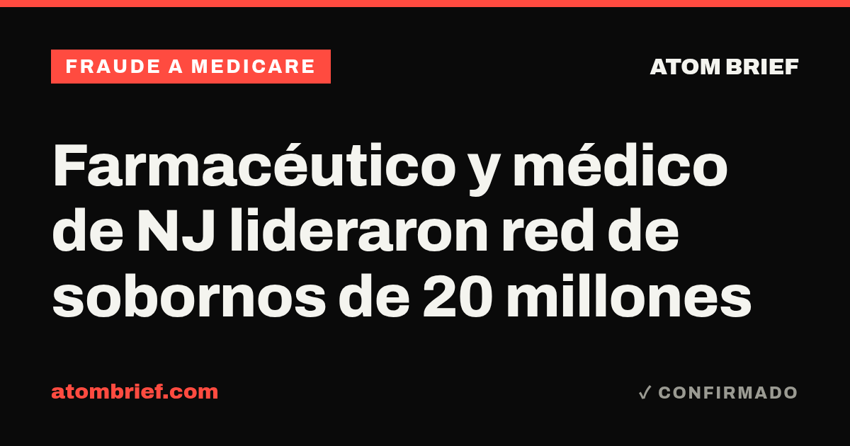 Farmacéutico y médico de NJ lideraron red de sobornos de 20 millones