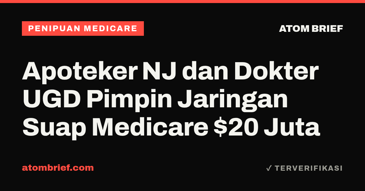 Apoteker NJ dan Dokter UGD Pimpin Jaringan Suap Medicare $20 Juta