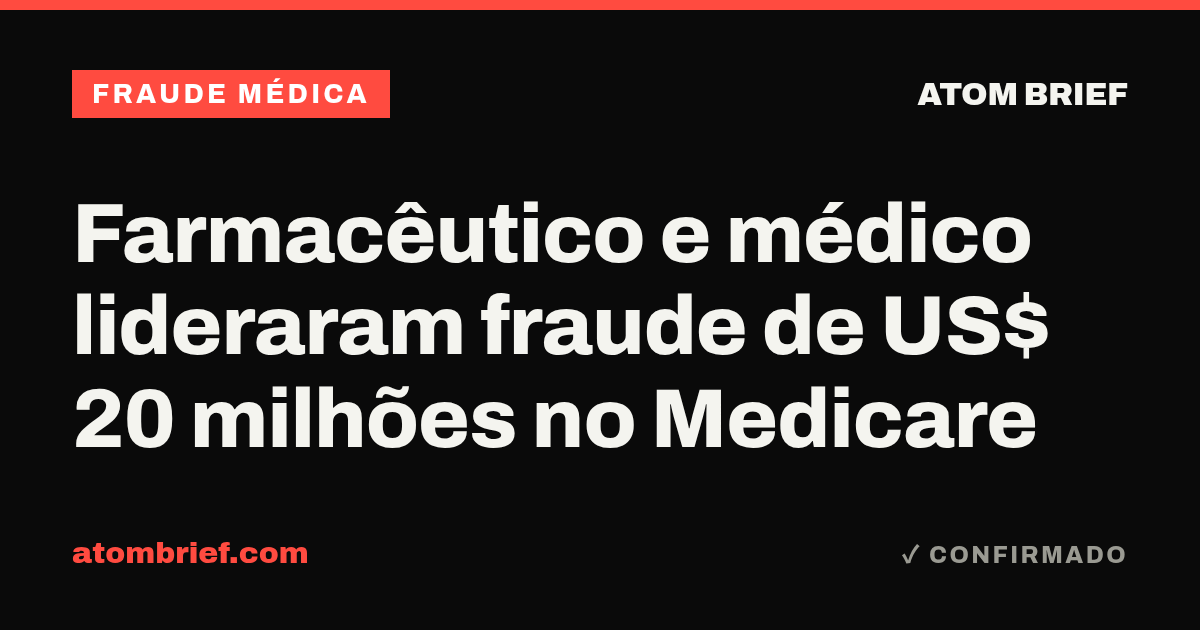 Farmacêutico e médico lideraram fraude de US$ 20 milhões no Medicare