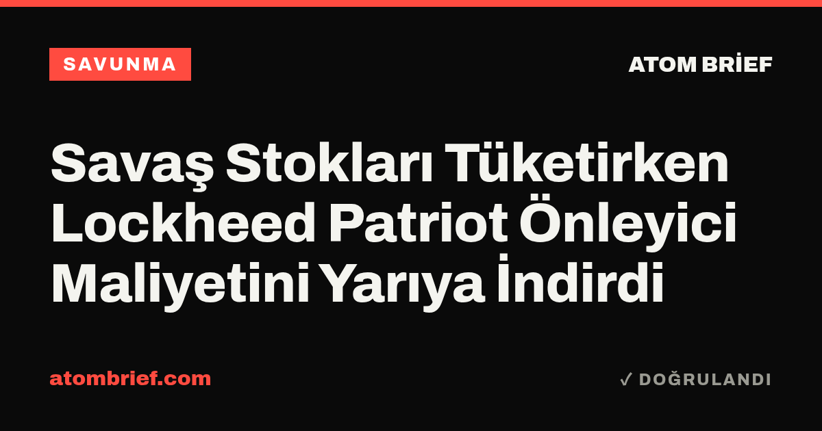 Savaş Stokları Tüketirken Lockheed Patriot Önleyici Maliyetini Yarıya İndirdi
