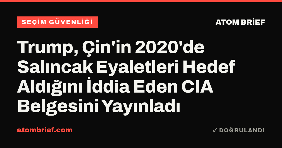 Trump, Çin'in 2020'de Salıncak Eyaletleri Hedef Aldığını İddia Eden CIA Belgesini Yayınladı